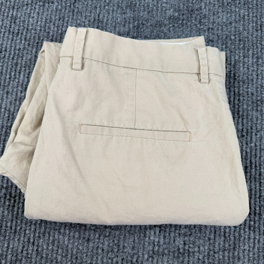 H&M Slim Fit Linen Blend Pants Men 36R Beige Flat Front Casual Dress Lightweight